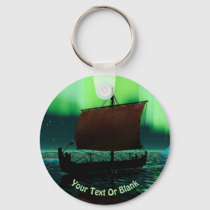 Porte-clés Viking Ship And Northern Lights