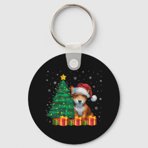 Porte-clés Vilain Toy Fox Terrier Santa Hat Les lumières de N