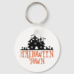 Porte-clés Ville d'Halloween - Maison hantée, église Éffrayan