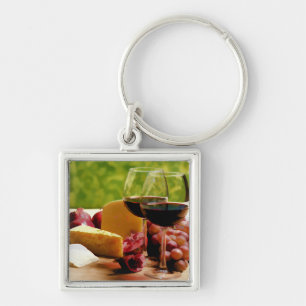 Porte-clés Vin, fromage et fruit de campagne