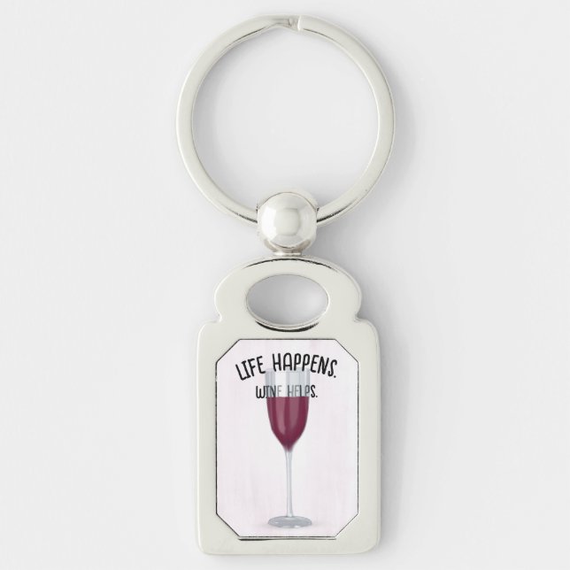 Porte-clés Vin Rouge Avec Citation Amusante (Devant)