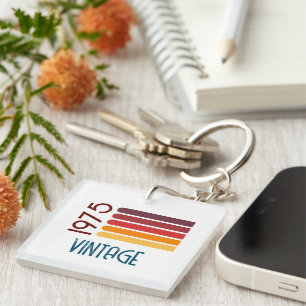 Porte-clés Vintage 1975 Retro Stripe Sun 50e anniversaire