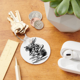 Porte-clés Vintage Alice in Wonderland White Rabbit as Herald