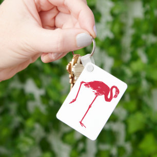 Porte-clés Vintage Birds, un Flamant rose rose avec une jambe