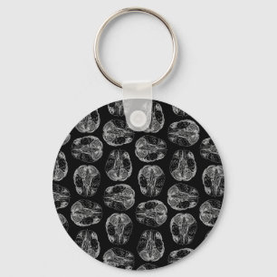 Porte-clés Vintage Brain Diagram Print Pattern Brains Black