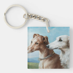 Porte-clés Vintage Carl Reichert Deux Greyhounds