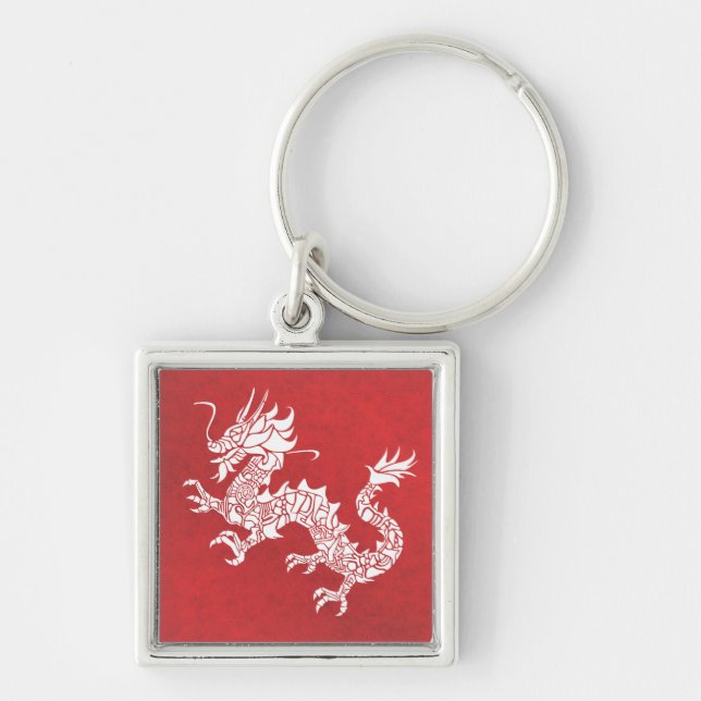 Porte-clés Vintage Chinese Dragon Tribal Emblem Red (Devant)