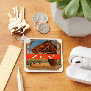 Porte-clés Vintage Cigar Label, Zev Race Horses Brown Colt