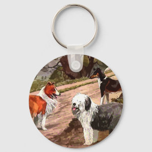 Porte-clés Vintage Collies peint Porte - clé