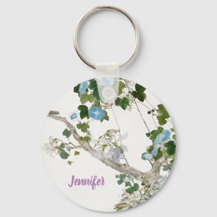 Porte-clés Vintage Floral style asiatique Pastel Coloris Nom