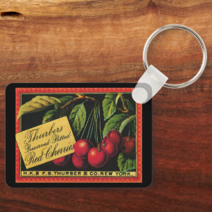 Porte-clés Vintage Fruit Crate Label Art, Thurber Cherries