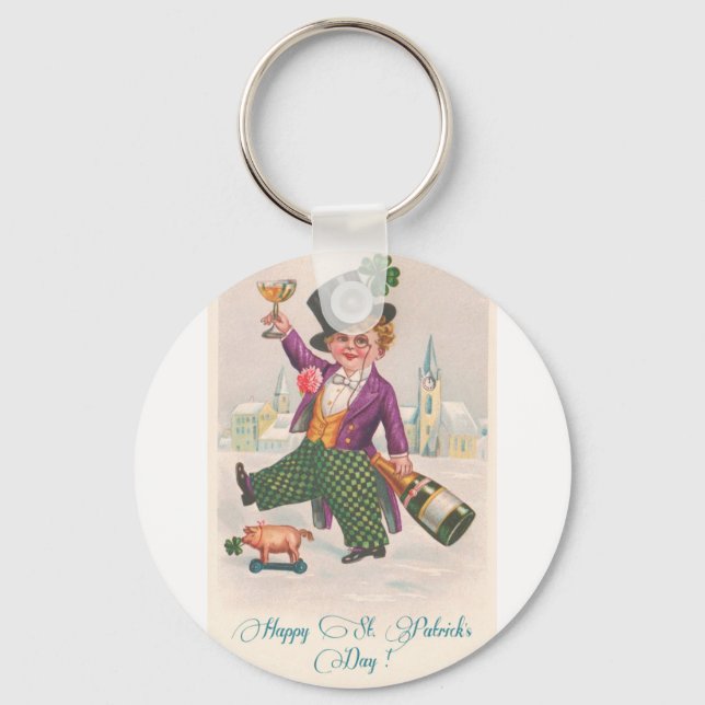 Porte-clés Vintage Happy Jour de la Saint Patrick Shamrock Ch (Recto)