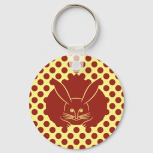 Porte-clés Vintage jaune rouge Japon lapin Mon Oriental