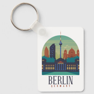 Porte-clés Vintage Minimal Berlin Allemagne Skyline Voyage