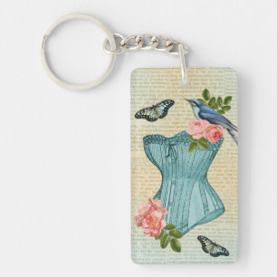 Porte-clés vintage mode oiseau fleur et papillon