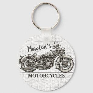 Porte-clés Vintage Motocyclette NOM PERSONNALISÉ Garage pour