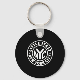 Porte-clés Vintage New York City Circle Little Italy Blanc
