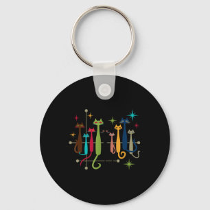 Porte-clés Vintage Retro Mid-Century Moderne Look Chats les a