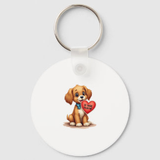 Porte-clés Vintage Retro Saint-Valentin Chien Toutou Saint-Va