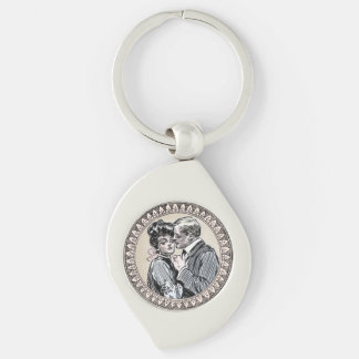 Porte-clés Vintage Romance Couple : Antique Rose Girly Love
