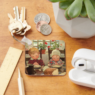 Porte-clés Vintage Thanksgiving, enfants reconnaissants