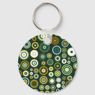 Porte-clés Vintage Vert et blanc Cinquante ans Art Abstrait