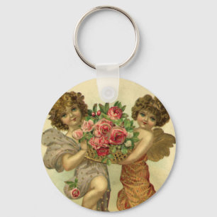 Porte-clés Vintage Victorian Valentine's Day, Angels Roses