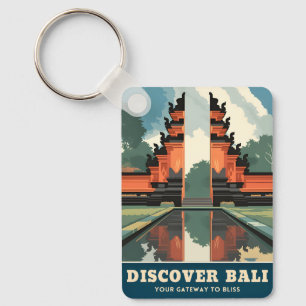 Porte-clés Vintage voyage Bali Indonésie Temple Gate Retro