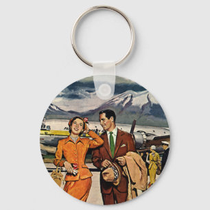 Porte-clés Vintage voyage, Touristes à l'aéroport de Panagra 