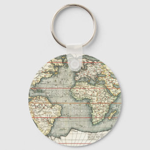 Porte-clés Vintage World Map by Abraham Ortelius 1587-1595