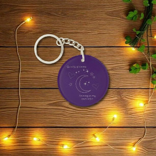 Porte-clés violet en art linéaire céleste personna