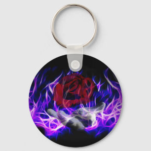 Porte-clés Violet flamme rose et la main des dieux