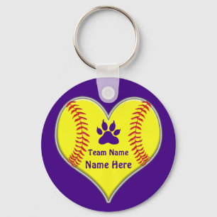 Porte-clés Violet, Porte - clé de softball avec logo Big Cat 