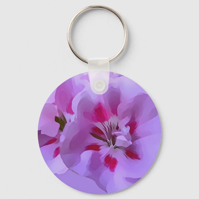 Porte-clés Violet rose Abstrait Hibiscus Fleur (Recto)