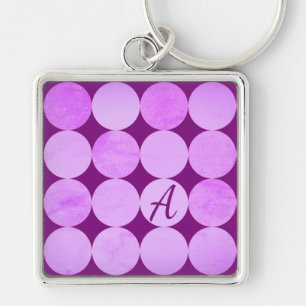 Porte-clés Violet, Violet Magenta et Cercles roses Monogramme