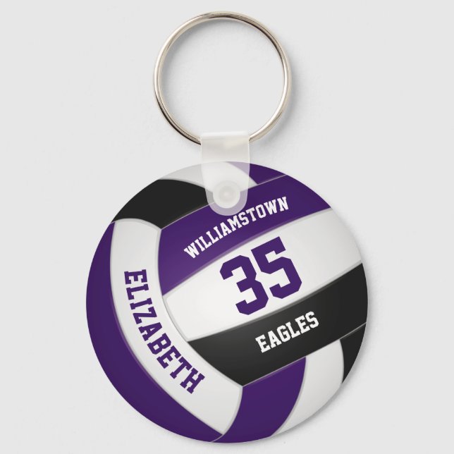 Porte-clés violette noir filles garçons équipe couleurs volle (Recto)
