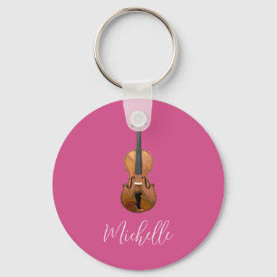 Porte-clés Violon de musique élégant rose