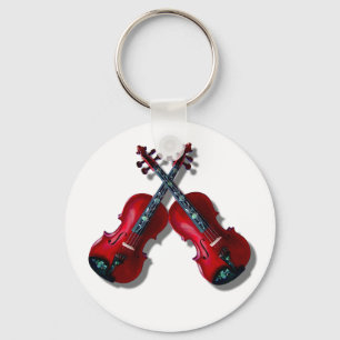 PORTE-CLÉS VIOLONS ROUGES CROISÉS - PORTE - CLÉ