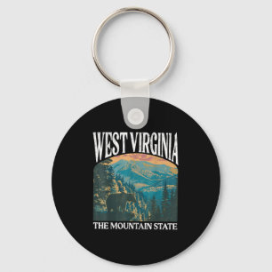 Porte-clés Virginie-Occidentale Retro Bear Mountain Graphic