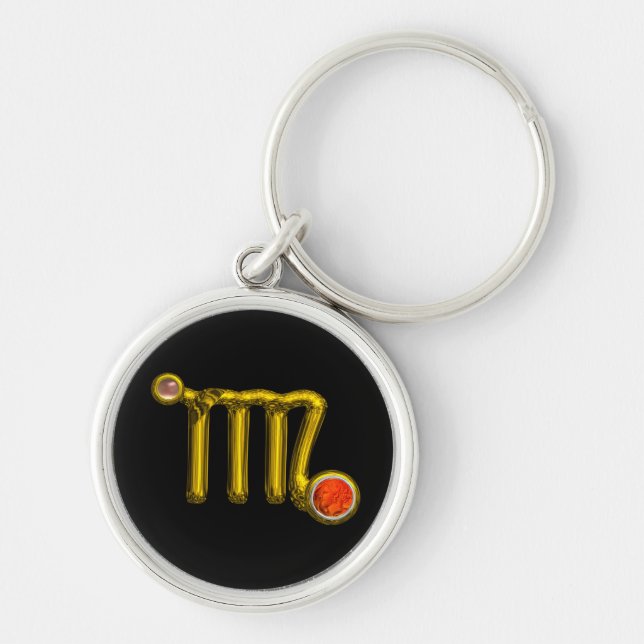 PORTE-CLÉS VIRGO / GOLD ORANGE AGATE ZODIAC SIGNE JEWEL (Devant)
