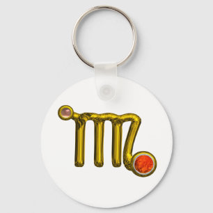 PORTE-CLÉS VIRGO / GOLD ORANGE AGATE ZODIAC SIGNE JEWEL