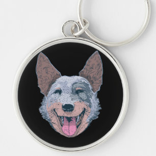 Porte-clés Visage de Chien Collie Heureux