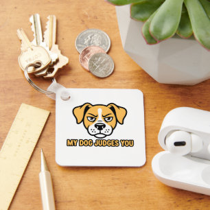 Porte-clés Visage de Chien Judicieux Citation Drôle Sarcastiq