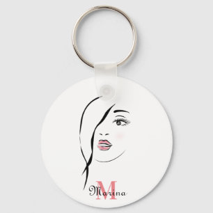 Porte-clés visage de fille, glamour, visage, personnalisée mo