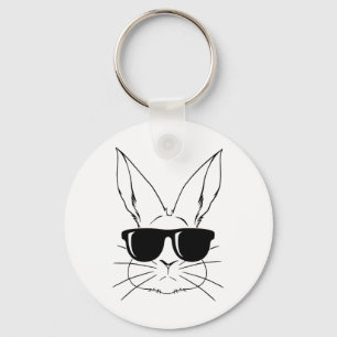 Porte-clés Visage de Lapin avec Lunettes de Soleil pour Garço