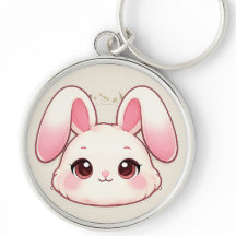 Porte-clés visage de lapin Kawaii Mignon