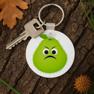 Porte-clés Visage de poire floue grincheux Personnage de frui