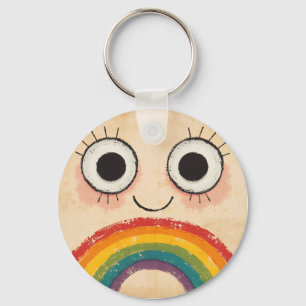 PORTE-CLÉS VISAGE HEUREUX ARC-EN-CIEL