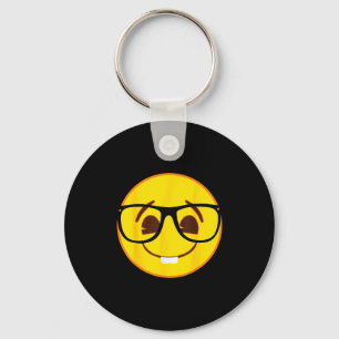Porte-clés Visage sourire jaune Gles nerd officiel Emoji