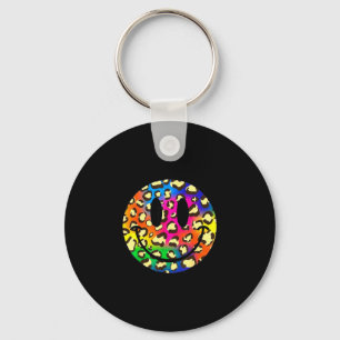 Porte-clés Visage sourire rétro arc-en-ciel léopard coloré te